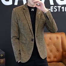 西裝外套韓版潮流男士外套格子西裝簡約休閒旅行西裝雙排扣大衣韓版潮流西裝 歷史價格詳細信息