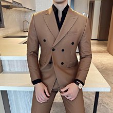 秋冬韓版修身小西裝外套雙排扣時尚休閑西服淺咖XZ9003PG9130  44A5  正裝男誘惑 歷史價格詳細信息