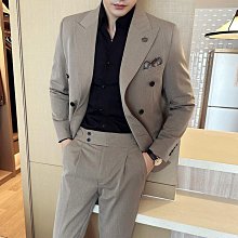 西服套裝男淺灰色商務休閑上班面試宴會主持新郎高檔修身英倫西裝-特價 歷史價格詳細信息