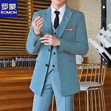 英倫風西服套裝男2023款男商務休閒西服套裝修身西裝男條紋三件套 歷史價格詳細信息