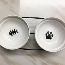貓碗陶瓷貓盆雙碗狗碗寵物貓咪貓糧碗狗狗盆喝水防打翻貓水碗-我們這一家 歷史價格詳細信息