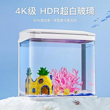 魚缸客廳家用懶人免換水桌面玻璃中小型造景水族箱生態創意金魚缸~特賣 歷史價格詳細信息