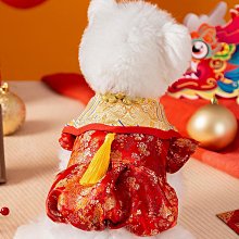 新年小狗狗衣服冬季泰迪比熊雪納瑞小型犬冬款寵物秋冬款兩腳唐裝寵物衣服~晴天 歷史價格詳細信息
