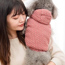 小圓點印花帶帽狗狗衣服冬季比熊泰迪小型犬寵物秋冬款加厚棉馬夾寵物衣服~晴天 價格比較,價格查詢,歷史價格詳細信息
