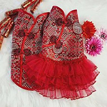 小狗狗衣服冬款新年唐裝紅色喜慶小型犬過年寵物衣服可愛加厚棉衣 歷史價格詳細信息