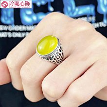 戒指托復古S925純銀戒指空托鑲嵌綠松石南紅蜜蠟銀飾空托男10*14-玲瓏心飾 歷史價格詳細信息