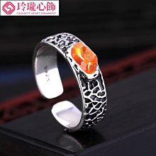 【玲瓏心飾】S925純銀戒指空托男宮廷銀飾鑲嵌翡翠玉石綠松石蜜蠟開口戒托715 歷史價格詳細信息