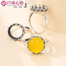 925純銀女戒指空托花蕊簡約大方戒托鑲嵌玉髓草莓晶寶石托66銀托-玲瓏心飾 歷史價格詳細信息