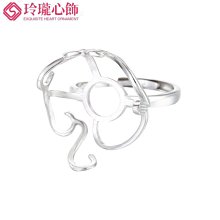 隨形戒托925純銀戒指空托鑲嵌蜜蠟綠松石水滴圓形異形戒指托-玲瓏心飾 歷史價格詳細信息