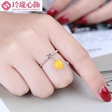 圓珠戒指空托女 S925純銀清新文藝森系開口戒托鑲嵌珍珠水晶托68-玲瓏心飾 歷史價格詳細信息