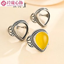 925銀男女款戒指空托鑲嵌蜜蠟南紅復古霸氣十字架活口戒指托15*20-玲瓏心飾 歷史價格詳細信息