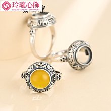 925銀戒指空托蜜蠟戒托綠松石戒指托手工diy戒托珍珠圓珠女款戒托-玲瓏心飾 歷史價格詳細信息