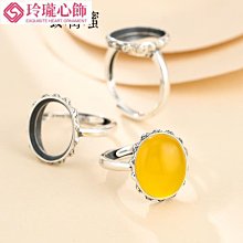 s925純銀男戒指空托鍍18K金韓版鑲鉆方形戒托蜜蠟琥珀馬鞍銀托-玲瓏心飾 歷史價格詳細信息