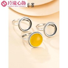 S925純銀戒托空托女diy寶石鑲嵌底托翡翠和田玉寶石戒指空托 810-玲瓏心飾 歷史價格詳細信息