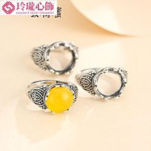 925純銀綠松石戒托空托男女復古戒指空托diy琥珀南紅戒指托812mm-玲瓏心飾 價格比較,價格查詢,歷史價格詳細信息