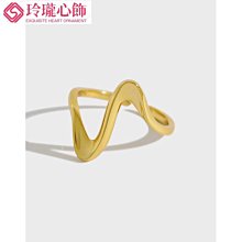 JA340韓版個性百搭銀指環INS簡約時尚寬面波浪紋S925純銀戒指女  新~玲瓏心飾 價格比較,價格查詢,歷史價格詳細信息