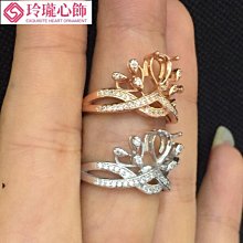 新款925純銀鍍白金時尚百搭銀飾精工打造氣質長方枕形戒指空托57~玲瓏心飾 歷史價格詳細信息