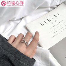925純銀交叉線條戒指女韓版ins個性潮流新款飾品通勤手飾開口-哈囉好物 歷史價格詳細信息