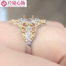 925純銀鍍金雙色戒指空托簡約潮銀飾精工鑲嵌豪華戒指空托水滴57~玲瓏心飾 歷史價格詳細信息