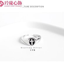 十字架開口細戒指鑲嵌鑽女925純銀男復古個性指環時尚潮流手飾品-哈囉好物 歷史價格詳細信息