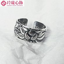 純銀戒指S999足銀男女情侶定制牡丹花戒指對戒云南手工銀戒子 歷史價格詳細信息