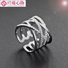 個性小眾女可調節開口時尚交叉雙層戒指女韓版潮流食指戒925銀飾-哈囉好物 歷史價格詳細信息