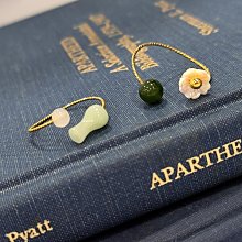 英國帶回英國Harrods天然玉石和田玉碧玉花朵施華洛世奇水晶葉子古董復古戒指古物指環 歷史價格詳細信息