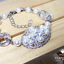 Landy House【手工創意設計精品】奧地利水晶元素~時尚蜜桃珍珠耳環 歷史價格詳細信息