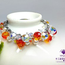 Landy House【手工創意設計精品】奧地利水晶元素~時尚蜜桃珍珠耳環 歷史價格詳細信息