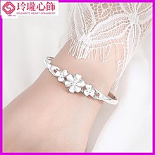 純銀手環 響手鐲扭線雙叮噹銀手鐲 銀手鐲 休閒 銀手環 足銀 純銀手鐲 情人節送 學生 女-玲瓏心飾 歷史價格詳細信息