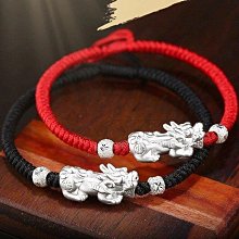 本命年999純銀貔貅魚紅繩手&amp;#x0932c;男女手工編織轉動珠六字真言手飾 歷史價格詳細信息