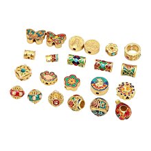 宏雲Hongyun-th-(5pcs) 金色吊墜招財納福沙金小掛件 中國風紅繩飾品配件手鍊diy手工編織 歷史價格詳細信息