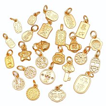宏雲Hongyun-th-(5pcs) 金色吊墜招財納福沙金小掛件 中國風紅繩飾品配件手鍊diy手工編織 歷史價格詳細信息