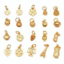 宏雲Hongyun-th-(5pcs) 金色吊墜招財納福沙金小掛件 中國風紅繩飾品配件手鍊diy手工編織 歷史價格詳細信息