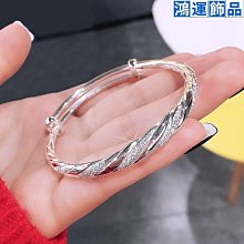 9999純銀手鐲 螺紋扭麻花韓國時尚款推拉銀手鐲女 送女友閨蜜禮物-鴻運飾品 價格比較,價格查詢,歷史價格詳細信息