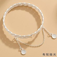 S999純銀手鐲女年輕款竹節銀手環足銀飾推拉銀鐲子百搭-鴻運飾品 歷史價格詳細信息