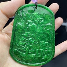 老坑緬甸翡翠A貨山水牌吊墜三彩黃加綠山水畫大氣掛件 歷史價格詳細信息