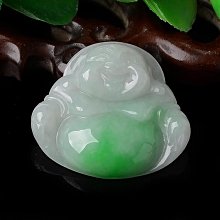 緬甸保真冰糯種陽綠翡翠玉佛吊墜A貨笑佛掛墜送證書女 歷史價格詳細信息