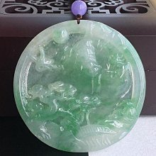 老坑緬甸翡翠A貨山水牌吊墜三彩黃加綠山水畫大氣掛件 歷史價格詳細信息