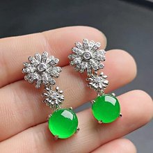 天然緬甸玉翡翠A貨耳環 玉銀耳環 翡翠耳環 925銀座  附收藏錦盒  1588 歷史價格詳細信息