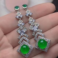 天然緬甸玉翡翠A貨耳環 玉銀耳環 翡翠耳環 925銀座  附收藏錦盒  1588 歷史價格詳細信息
