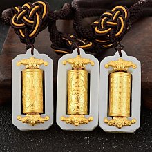 金鑲玉觀音佛吊墜3d黃金玉墜 和田玉項鍊 火焰佛玉觀音 歷史價格詳細信息