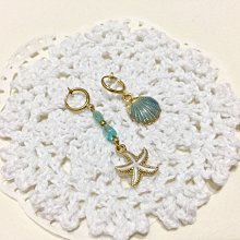 ///晶御飾品///手創耳環～「自轉.公轉」不對稱銀河系星球系列耳環  天河石/夾式/耳針/彈簧圈/不痛旋轉耳夾 歷史價格詳細信息