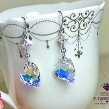 Landy House【手工創意設計精品】奧地利水晶元素~時尚蜜桃珍珠耳環 歷史價格詳細信息