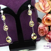 Landy House【手工創意設計精品】奧地利水晶元素~時尚蜜桃珍珠耳環 歷史價格詳細信息