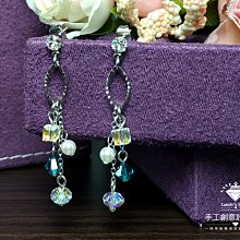 Landy House【手工創意設計精品】奧地利水晶元素~時尚蜜桃珍珠耳環 歷史價格詳細信息