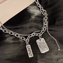 字母方牌不掉色兒童項鏈女小眾設計ins潮男高街街舞走秀配飾 歷史價格詳細信息