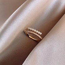 簡約珍珠戒指女小眾設計輕奢高級感食指戒復古冷淡風戒指時尚個性 歷史價格詳細信息