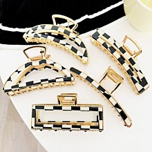 棋盤格抓夾女2023新款大號頭髮抓鯊魚夾髮夾夾子髮夾後腦勺高級感 歷史價格詳細信息