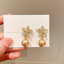 香檳色珍珠耳釘女純銀高級感氣質法式耳環2024年新款潮輕奢耳飾扣 歷史價格詳細信息